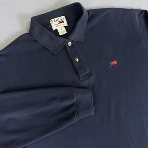 Perlis Polo Shirt Mens Large Black Crawfish Peruvian Knit Cotton Prep Longsleeve